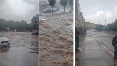 أمطار غزيرة بأولاد امراح سيدي حجاح . سيول جارفة تغمر الشوارع وتجرف الممتلكات