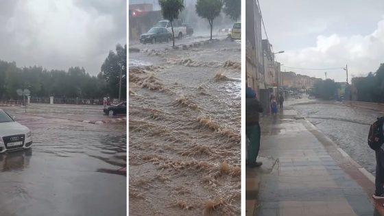 أمطار غزيرة بأولاد امراح سيدي حجاح . سيول جارفة تغمر الشوارع وتجرف الممتلكات